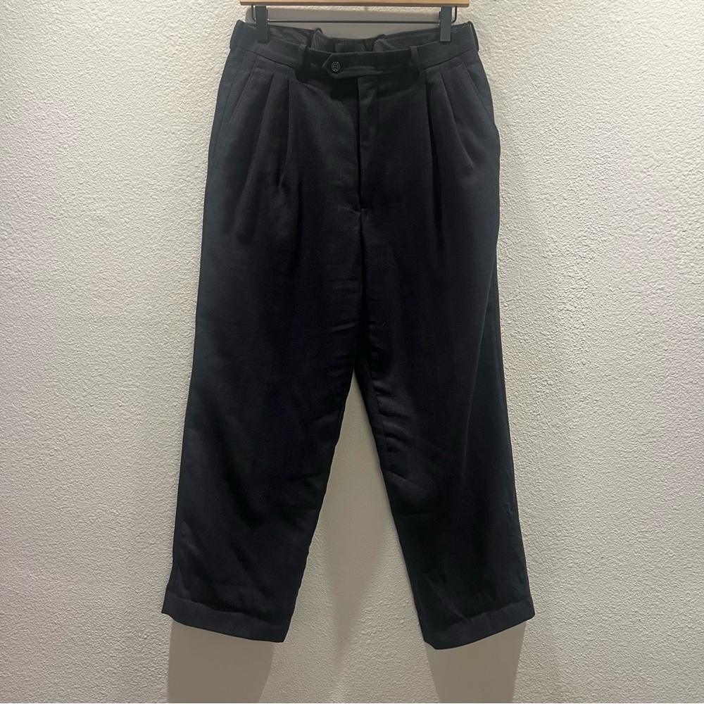 YSL Men’s Navy Blue Pinstriped Wool pants 33x27 - Picture 2 of 12
